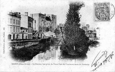 Iconographie - Le Donjon, vue prise du Vieux Pont de l'ancienne route de Fontenay