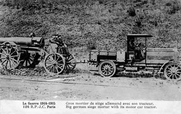 Iconographie - La guerre 1914-1915 - Gros mortier de siège allemand avec son tracteur