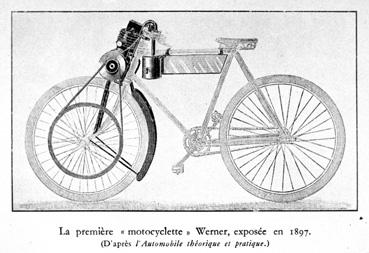 Iconographie - La 1ère motocyclette Werner exposée en 1897