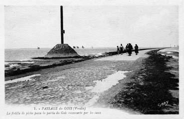 Iconographie - Passage du Gois - La flotille de pêche passe la partie du Gois