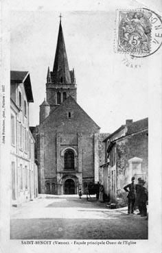 Iconographie - St-Benoit - Façade principale Ouest de l'église