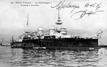 Iconographie - Toulon - Marine Française - " Le Charlemagne " cuirassé à tourelles
