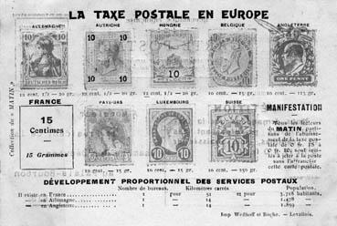 Iconographie - La taxe postale en Europe - Recto