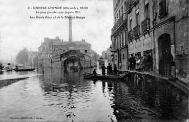 Iconographie - Nantes inondé - Les quais Baco et la Maison Rouge