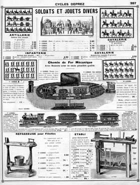 Iconographie - Page du catalogue "Cycles Deprez", les jouets