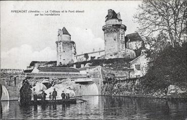 Iconographie - Le château et le pont démoli par les inondations (octobre 1909)