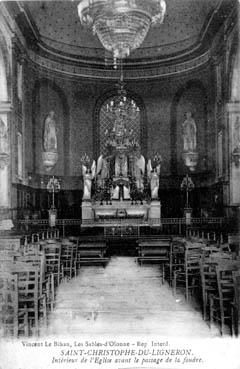 Iconographie - Intérieur de l'église, avant le passage de la foudre