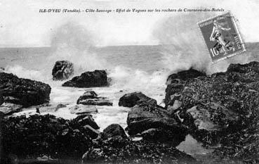 Iconographie - Côte sauvage - Effet de vagues sur les rochers de Courseau-des-Autels