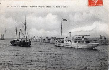 Iconographie - Bateaux à vapeur se croisant dans la passe