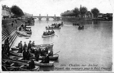 Iconographie - Chalons-sur-Saône - Départ des ouvriers pour le Petit Creusot