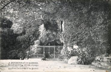 Iconographie - Pensionnat St-Gabriel - La Grotte de Lourdes et les rochers