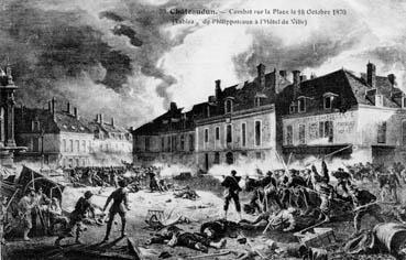 Iconographie - Châteaudun - Combat sur la place le 18 octobre 1870
