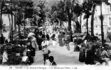 Iconographie - Le boulevard Béranger - Le marché aux fleurs