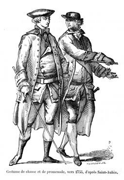 Iconographie - Costume de chasse et de promenade, vers 1755