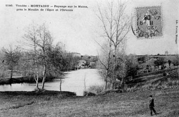 Iconographie - Paysage sur la Maine, près le moulin de l'Ergot et l'Orvoire