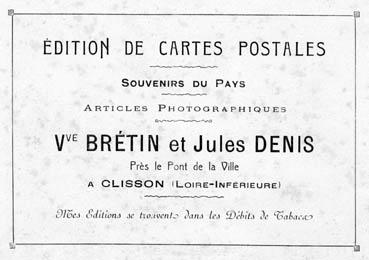 Iconographie - Carte publicitaire de J. Denis, éditeurs de cartes postales