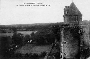 Iconographie - La tour en ruines et le bas jardin longeant la Vie