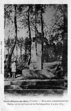 Iconographie - Monument commémoratif des Mathes, où fut tué Louis de La Rochejaquelein
