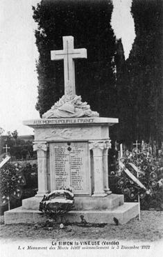 Iconographie - Le monument des Morts bénit solennellement le 3 décembre 1922