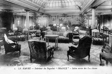 Iconographie - Intérieur du paquebot "France" - Salon mixte des 1res classes