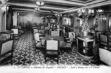 Iconographie - Intérieur du paquebot "France" - Salle à manger des 1res classes