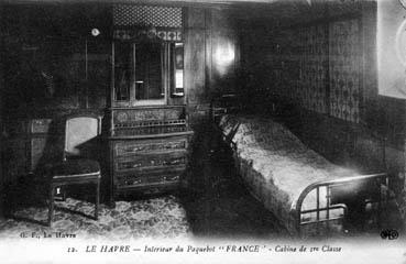 Iconographie - Intérieur du paquebot "France" - Cabine 1res classe