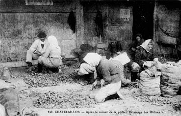 Iconographie - Après le retour de la pêche - Détassage des huîtres