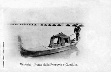 Iconographie - Venezia - Ponte della ferrovia e gondola