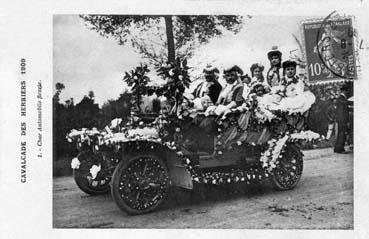 Iconographie - Cavalcade des Herbiers 1909 - Char automobile fleurie