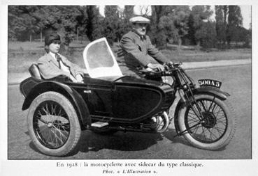 Iconographie - Motocyclette avec sidecar du type classique
