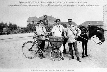 Iconographie - Epicerie Souzeau, boucherie Bonnet, charc. Chiron