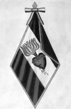 Iconographie - Réplique d'un drapeau tricolore avec le Sacré-Coeur