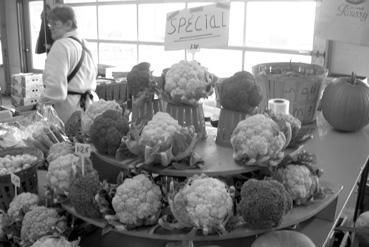 Iconographie - Halles près du port - Choux fleur de couleurs différentes