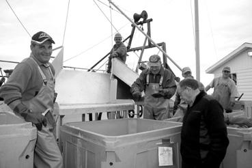 Iconographie - Rivière-au-Renard - Port de pêche, débarquement de crevettes