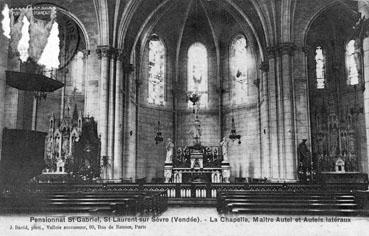 Iconographie - Pensionnat St-Gabriel - La chapelle. Maître-autel et autels latéraux