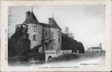 Iconographie - Le château, entrée extérieure Nord et l'église