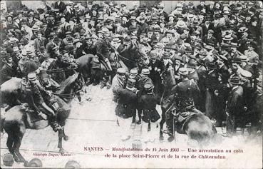 Iconographie - Manifestations du 14 juin 1903 - Une arrestation au coin de la rue Saint-Pierre