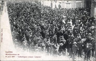 Iconographie - Manifestations du 14 juin 1903 - Catholiques criant : Vive la liberté !