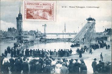 Iconographie - Exposition de Nantes - Water-toboggan. L'atterrissage