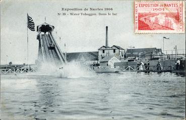 Iconographie - Exposition de Nantes 1904 - Water-toboggan. Dans le lac