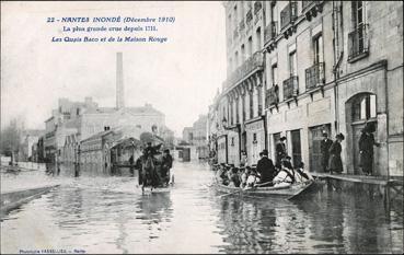 Iconographie - Nantes inondé (décembre 1910) - Les quais Baco et de la Maison Rouge