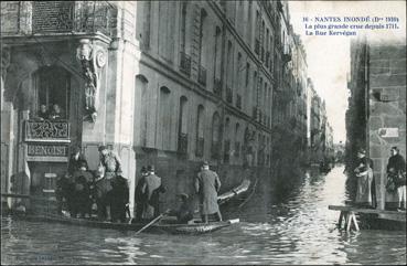 Iconographie - Nantes inondé (décembre 1910) - La rue Kervégan