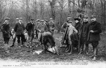 Iconographie - Vautrait de Falandre - Grande forêt de Gouffern - Le piqueur dépouillant le sanglier