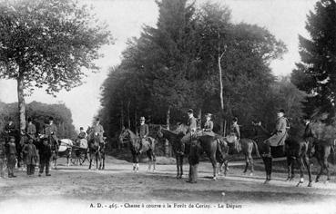 Iconographie - Chasse à courre en forêt de Cerisy - Le départ