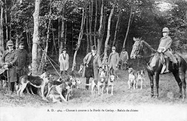 Iconographie - Chasse à courre en forêt de Cerisy - Le relai de chiens