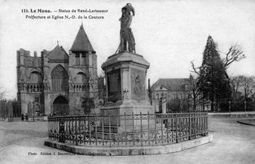 Iconographie - Statue de René Levasseur - Préfecture et église N.-D. de la Couture