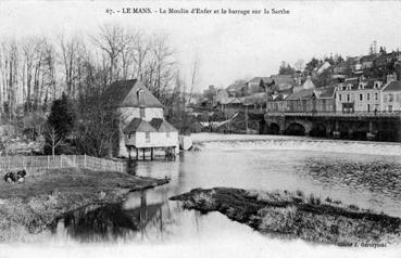 Iconographie - Le moulin d'Enfer et le barrage sur la Sarthe
