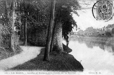 Iconographie - Jardin et ruines aux bords de la Sarthe