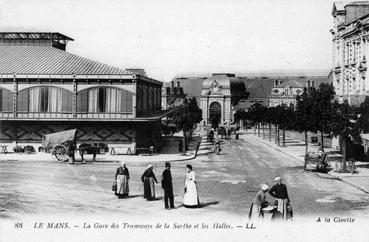 Iconographie - La gare des tramways de la Sarthe et les halles