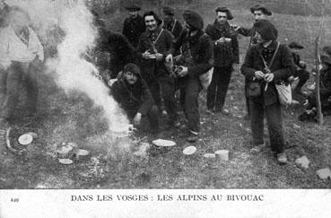 Iconographie - Dans les Vosges, les Alpins au bivouac